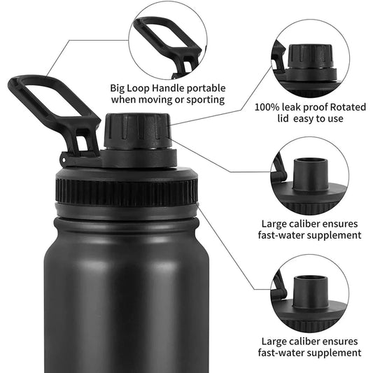 Insulated Stainless Steel Sports Water Bottle with Large Capacity and Vacuum Seal