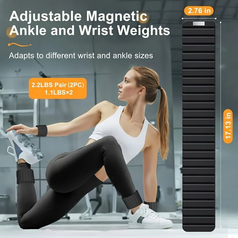 Magnetic Wrist Weights & Ankle Weights Set – Adjustable wearable weights for Yoga, Walking & Pilates