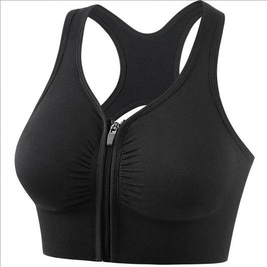 Women's Zipper Sports Bra Vest, Plus Size Shock Resistant Bra, Women's Yoga Running Fitness Bra for Active Lifestyle