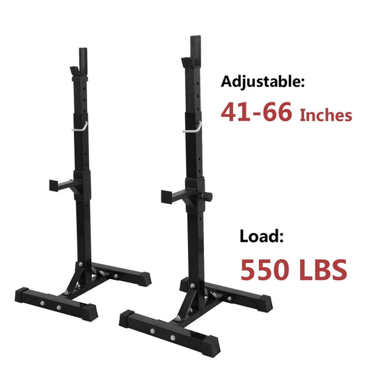 Adjustable Heavy Duty Squat Rack Stands with Barbell Holders for Home Gym Workouts