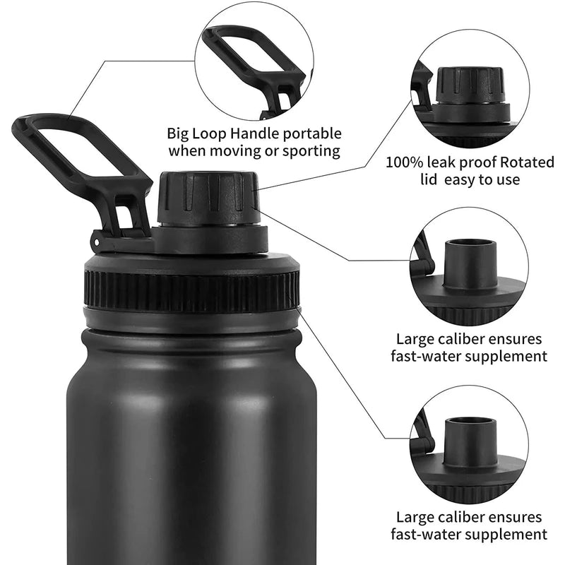 Insulated Stainless Steel Sports Water Bottle with Large Capacity and Vacuum Seal