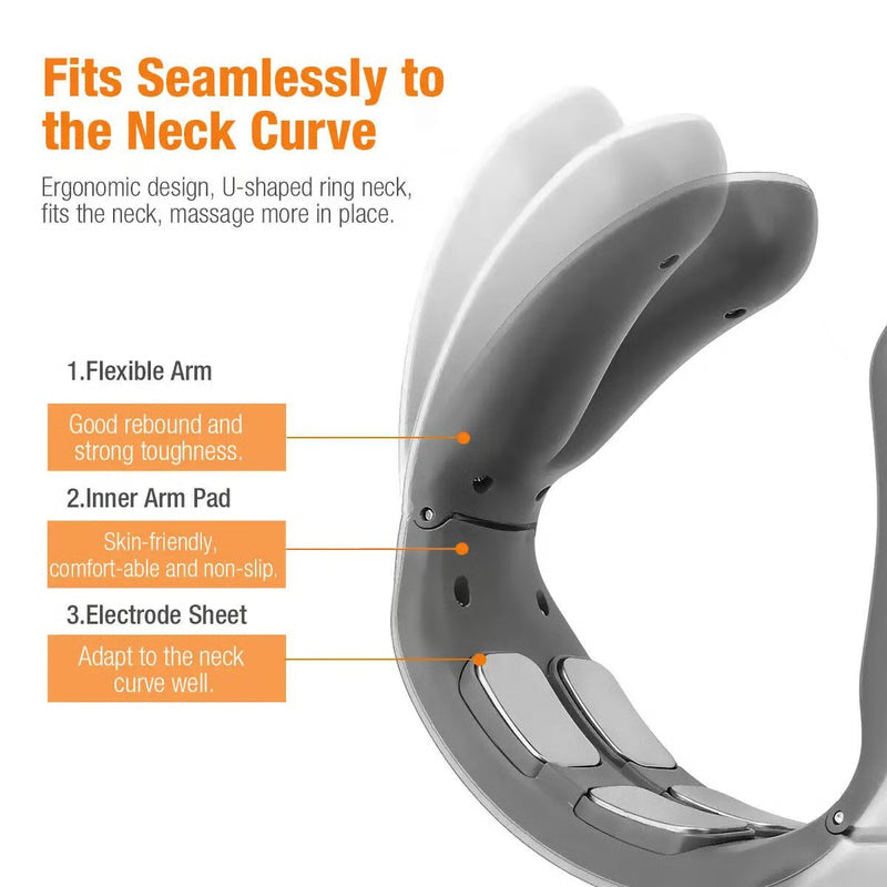 Electric Neck & Shoulder Massager 4-Head Kneading with TENS, Magnetic Pulse Heating for Cervical Pain Relief Relaxation
