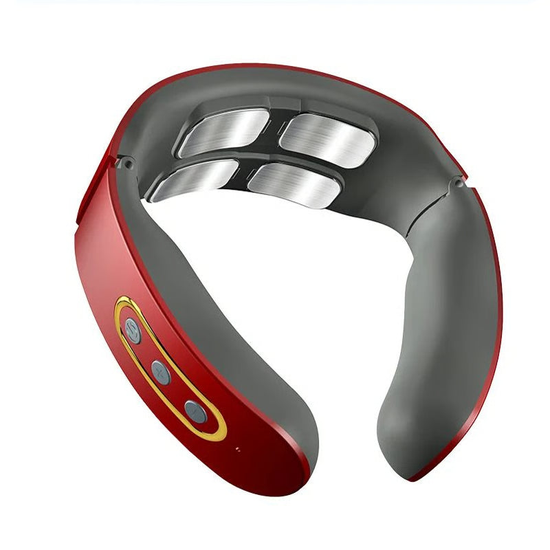 Electric Neck & Shoulder Massager 4-Head Kneading with TENS, Magnetic Pulse Heating for Cervical Pain Relief Relaxation