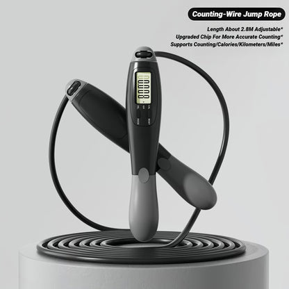 Smart Counter Jump Rope Adjustable Steel Cable for Cardio Fitness Training