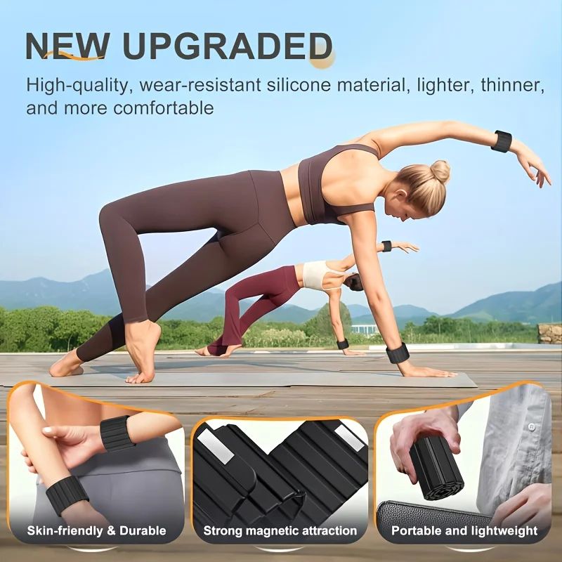 Magnetic Wrist Weights & Ankle Weights Set – Adjustable wearable weights for Yoga, Walking & Pilates