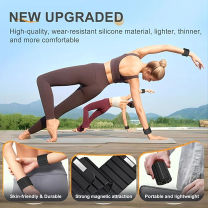Magnetic Wrist Weights & Ankle Weights Set – Adjustable wearable weights for Yoga, Walking & Pilates