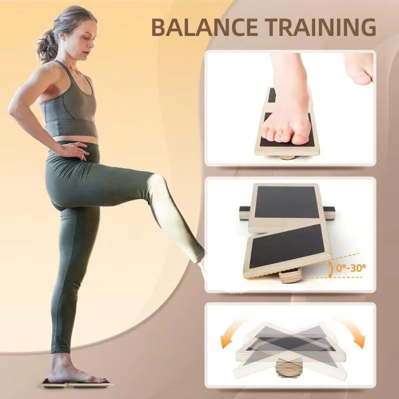 Single Foot Wooden Balance Board Ankle Strengthener and Posture Trainer