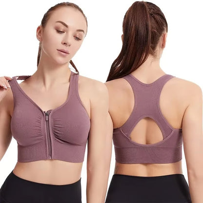 Women's Zipper Sports Bra Vest, Plus Size Shock Resistant Bra, Women's Yoga Running Fitness Bra for Active Lifestyle