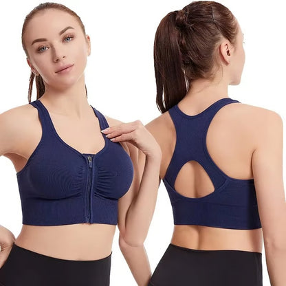 Women's Zipper Sports Bra Vest, Plus Size Shock Resistant Bra, Women's Yoga Running Fitness Bra for Active Lifestyle