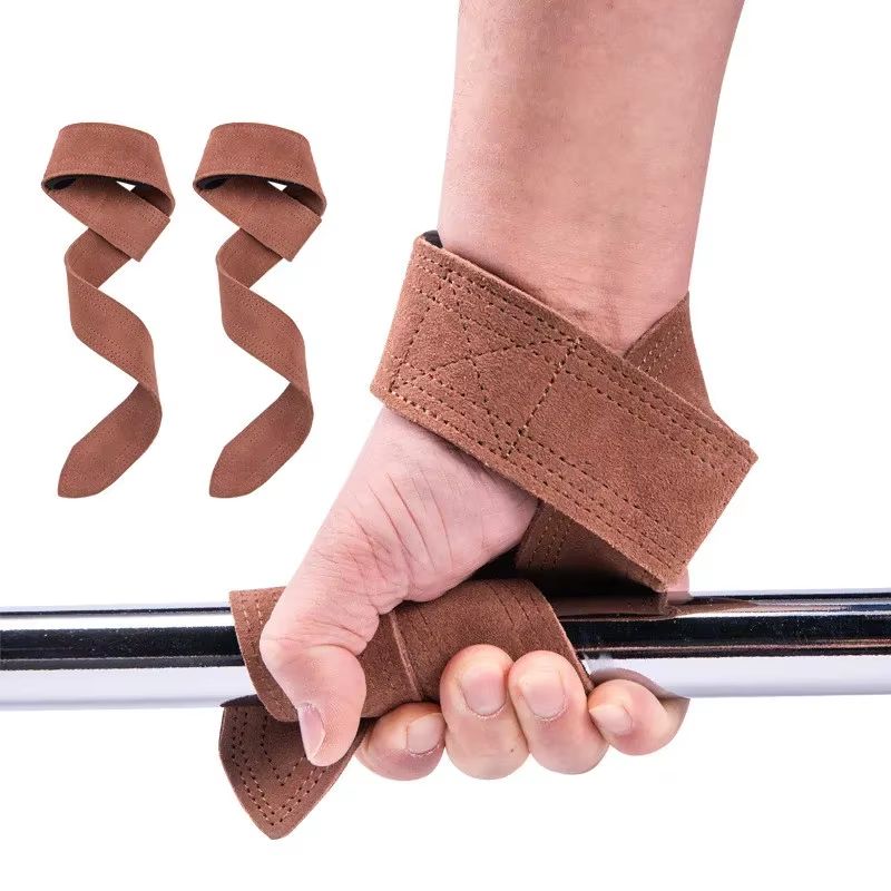 Leather Weight Lifting Wrist Straps Non Slip Grip Gym Pull Up and Deadlift Support Bands