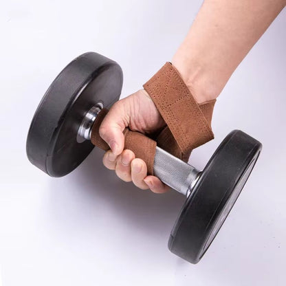 Leather Weight Lifting Wrist Straps Non Slip Grip Gym Pull Up and Deadlift Support Bands