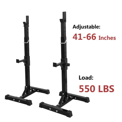 Adjustable Heavy Duty Squat Rack Stands with Barbell Holders for Home Gym Workouts