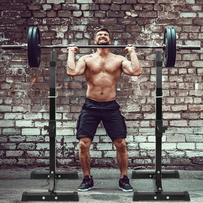 Adjustable Heavy Duty Squat Rack Stands with Barbell Holders for Home Gym Workouts