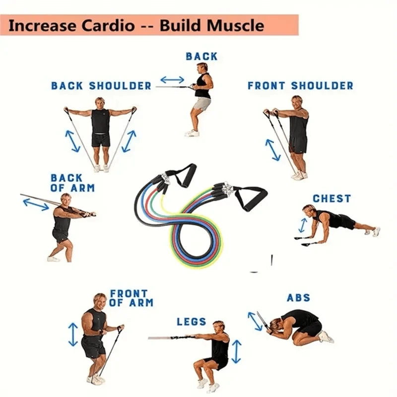 11 Piece Resistance Bands Set with Handles and Door Anchor