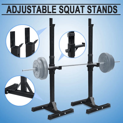 Adjustable Heavy Duty Squat Rack Stands with Barbell Holders for Home Gym Workouts