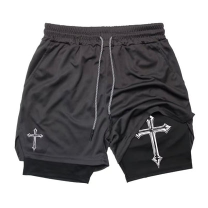 2-in-1 Men's Workout Running Shorts with Compression Liner – Athletic Gym Shorts with Phone Pocket & Towel Loop