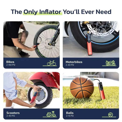 Portable Electric Bike Pump 150 PSI Rechargeable Tire Inflator