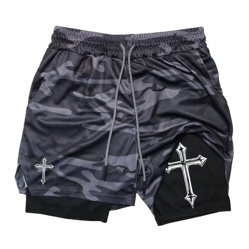 2-in-1 Men's Workout Running Shorts with Compression Liner – Athletic Gym Shorts with Phone Pocket & Towel Loop
