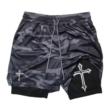 2-in-1 Men's Workout Running Shorts with Compression Liner – Athletic Gym Shorts with Phone Pocket & Towel Loop