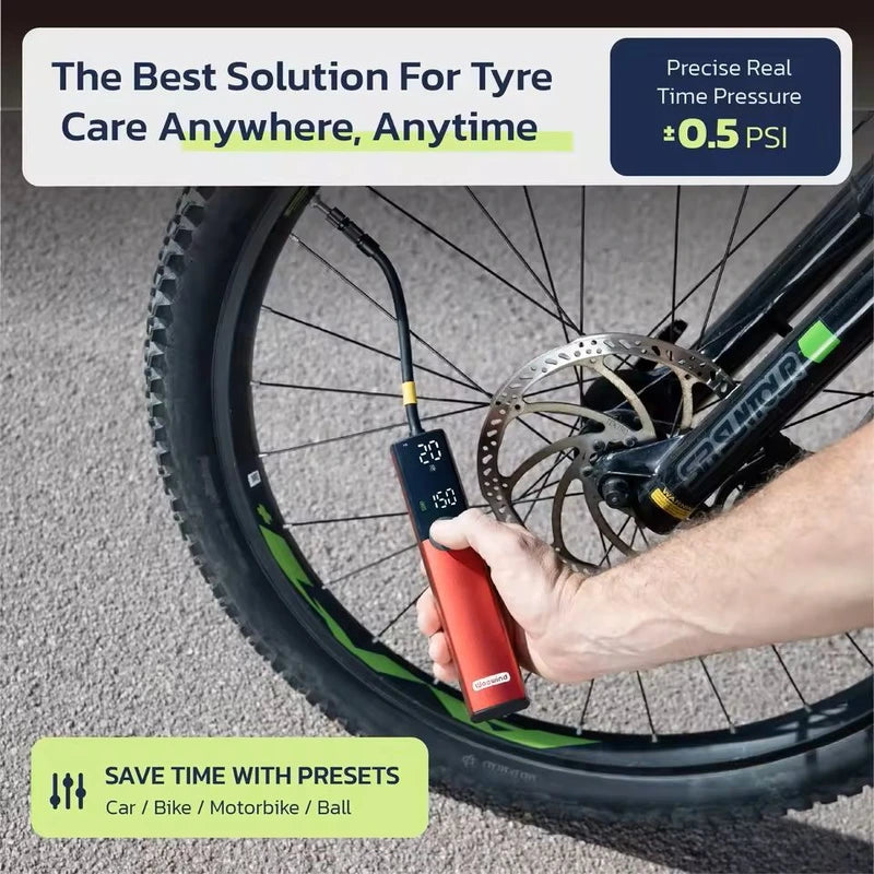 Portable Electric Bike Pump 150 PSI Rechargeable Tire Inflator