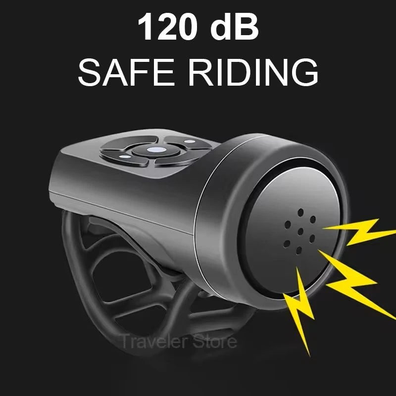 USB Rechargeable Electric Bike Bell with Anti-Theft Alarm