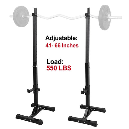 Adjustable Heavy Duty Squat Rack Stands with Barbell Holders for Home Gym Workouts