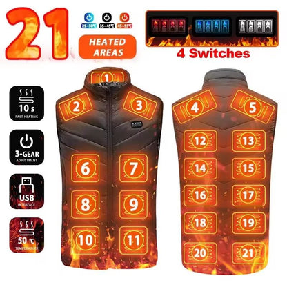 ThermaCore 21-Zone Heated Vest – USB Electric Heated Jacket with Graphene Technology for Men & Women